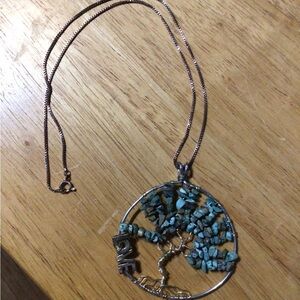 Source Unknown Turquoise Tree Of Life Pendant Necklace